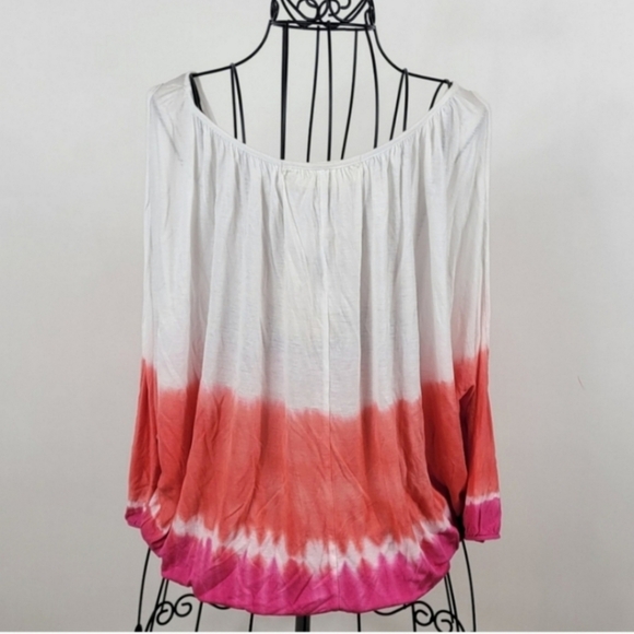 VINTAGE HAVANA Boho Tie Dye White Pink Orange Shirt Size Small - Picture 2 of 8